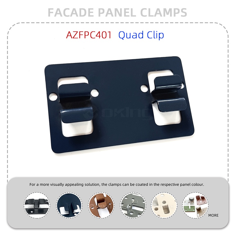 Système de pinces pour panneaux de façade en acier inoxydable AZFPC401 Quad Clip
