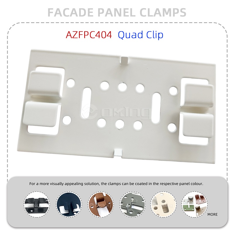 Système de pinces pour panneaux de façade en acier inoxydable AZFPC404 Quad Clip