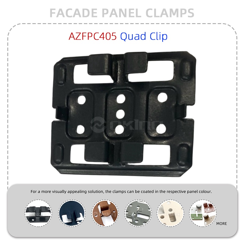 Système de pinces pour panneaux de façade en acier inoxydable AZFPC405 Quad Clip