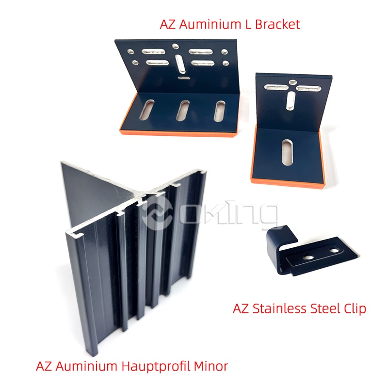 Système d'installation professionnel pour façade de bâtiment avec fixation dissimulée/exposée pour panneaux en céramique en terre cuite